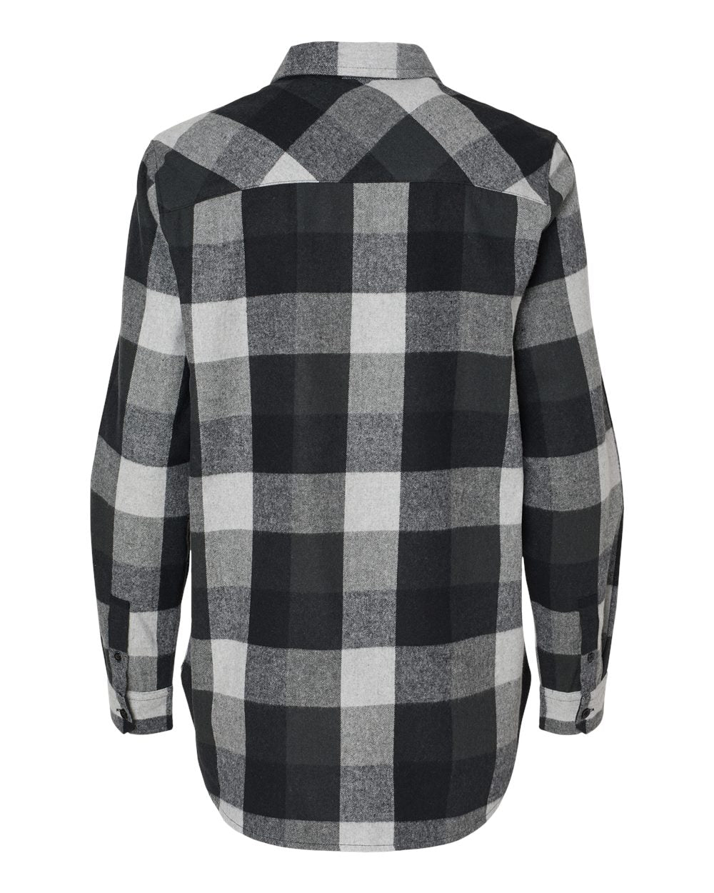 Rear View of Black/ Grey Women's Boyfriend Flannel - 5215