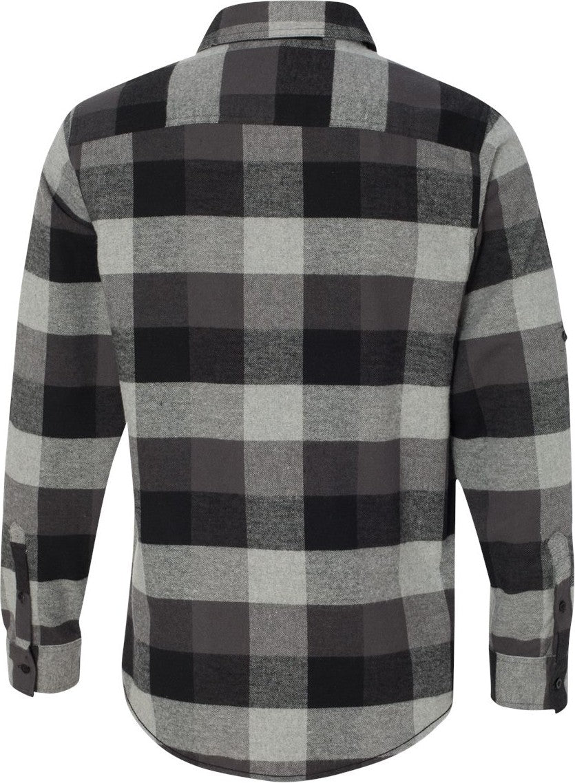 Rear View of Black/ Grey Yarn-Dyed Flannel Shirt - 8210