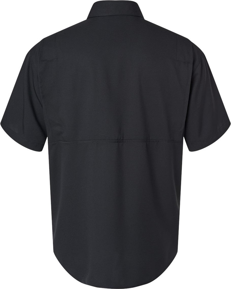 Rear View of Black Hatteras Performance Short Sleeve Fishing Shirt - 700