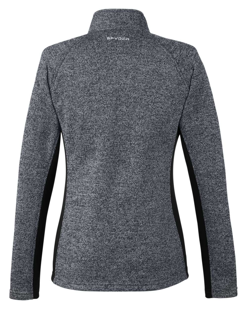 Rear View of Black Heather/ Black Women's Constant Half-Zip Sweater - S16562