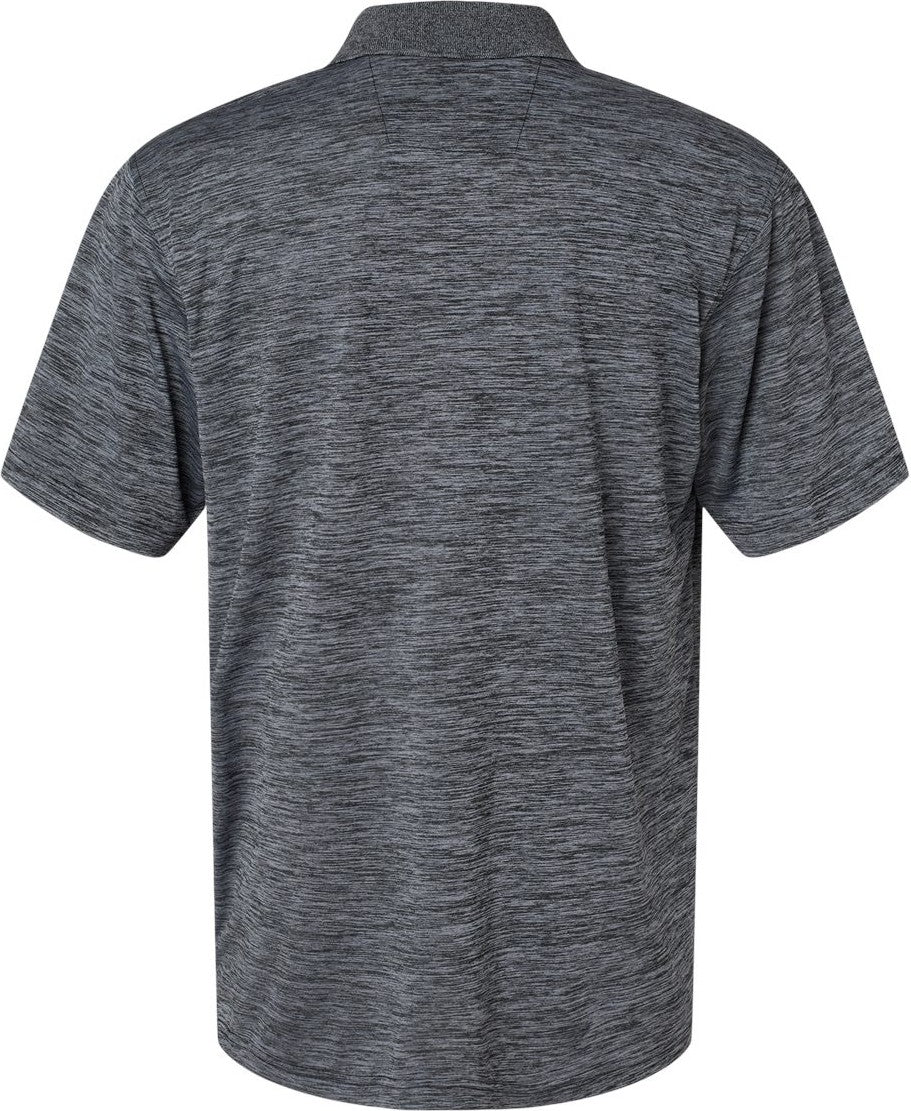 Rear View of Black Heather Dakota Striated Heather Polo - 130