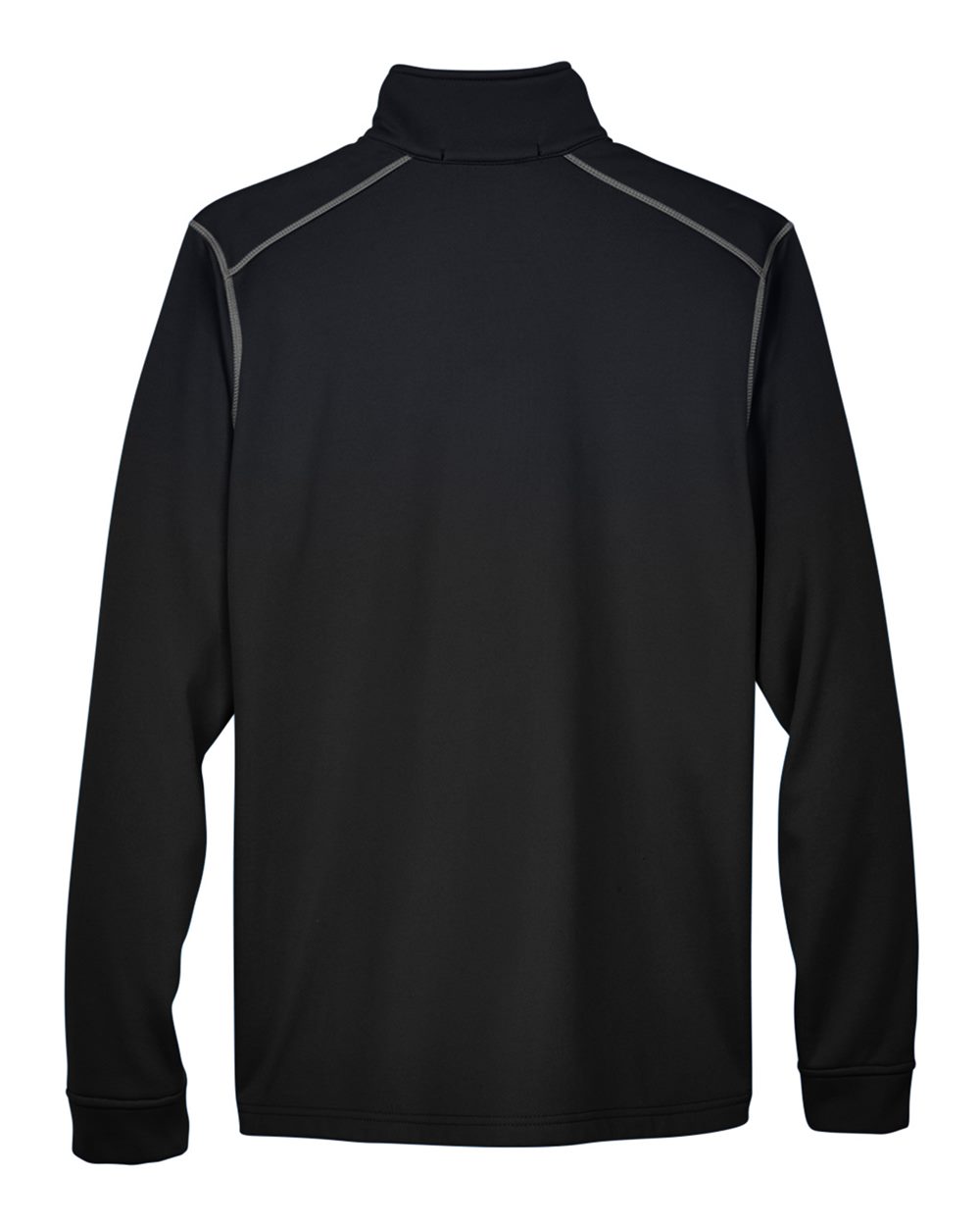 Rear View of Black Heather/ Dark Grey Heather Men's Newbury Colorblock Mélange Fleece Full-Zip jacket - DG796
