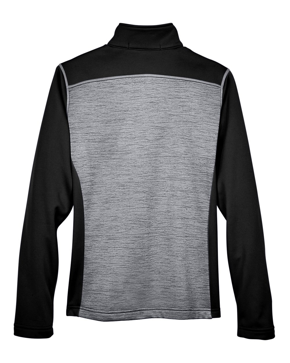 Rear View of Black Heather/ Dark Grey Heather Women's Newbury Colorblock Mélange Fleece Full-Zip Jacket - DG796W