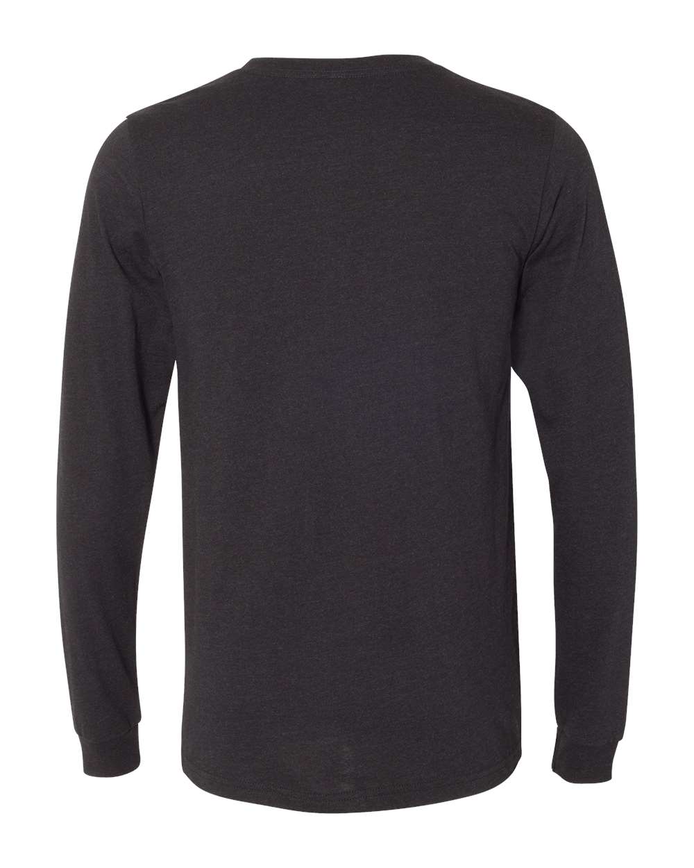 Rear View of Black Heather Heather CVC Long Sleeve Tee - 3501CVC