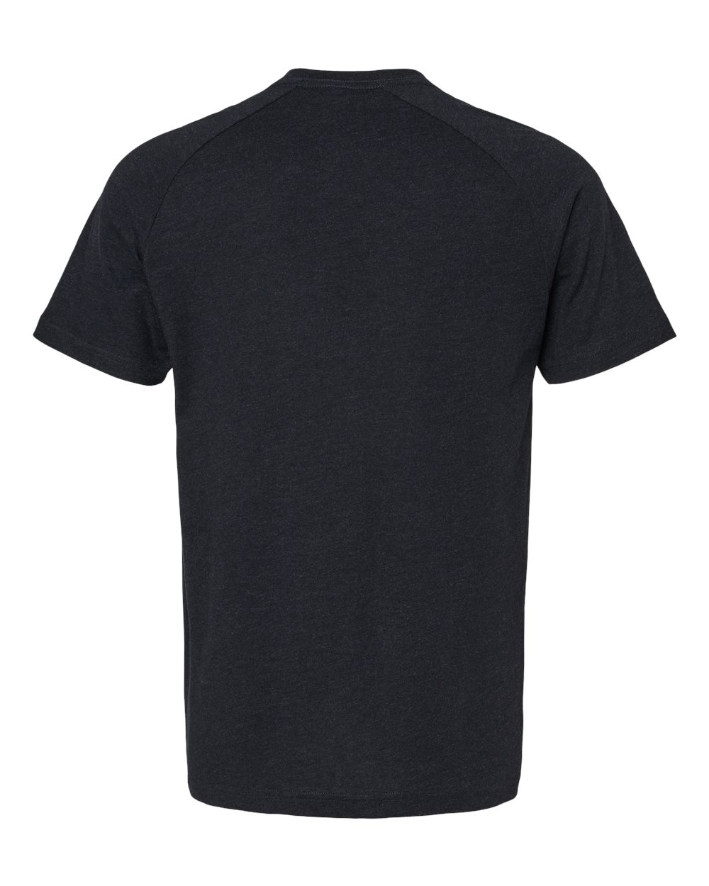 Rear View of Black Heather Heather CVC Raglan Tee - 3201