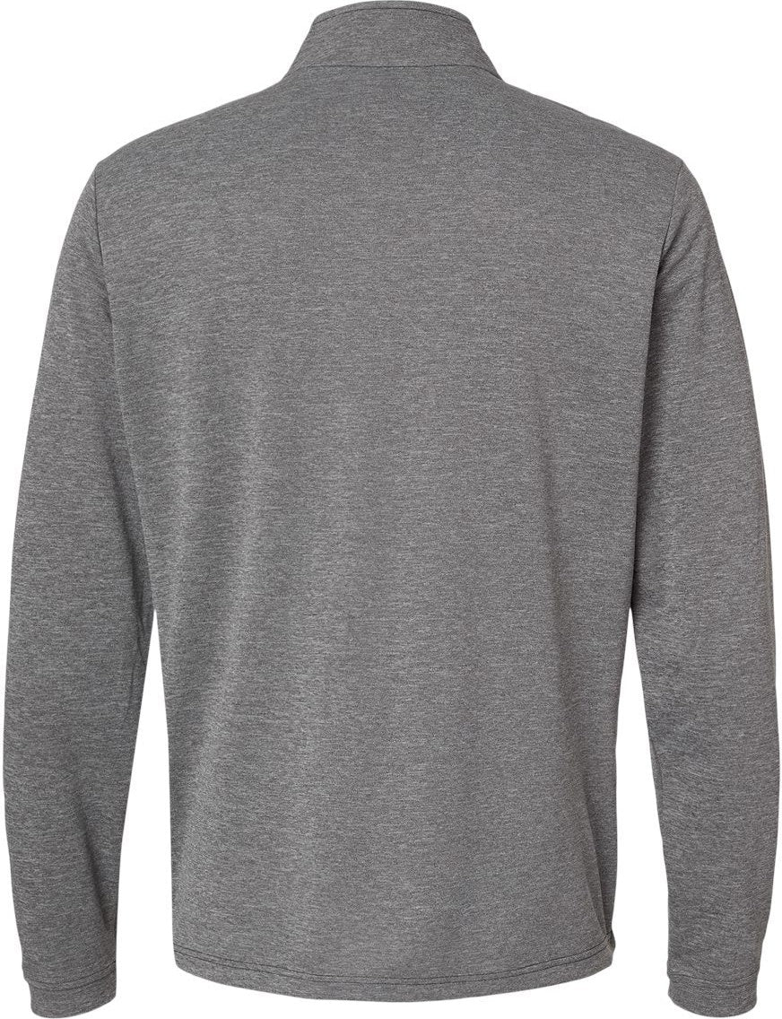 Rear View of Black Heather Lightweight Quarter-Zip Pullover - A401