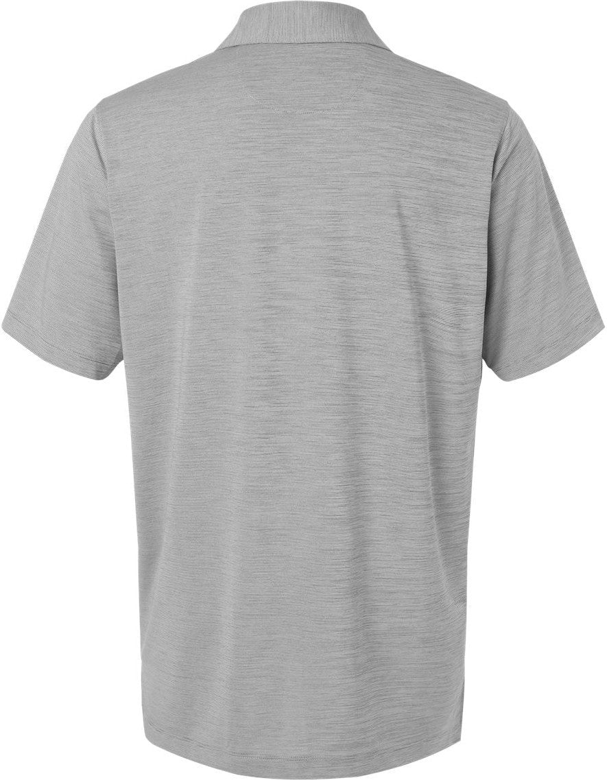 Rear View of Black Heather Men's Bohemian Striped Heather Performance Polo - 162