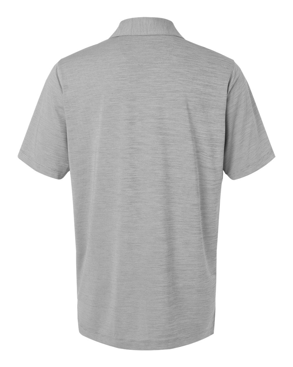 Front View of Black Heather Men's Bohemian Striped Heather Performance Polo - 162