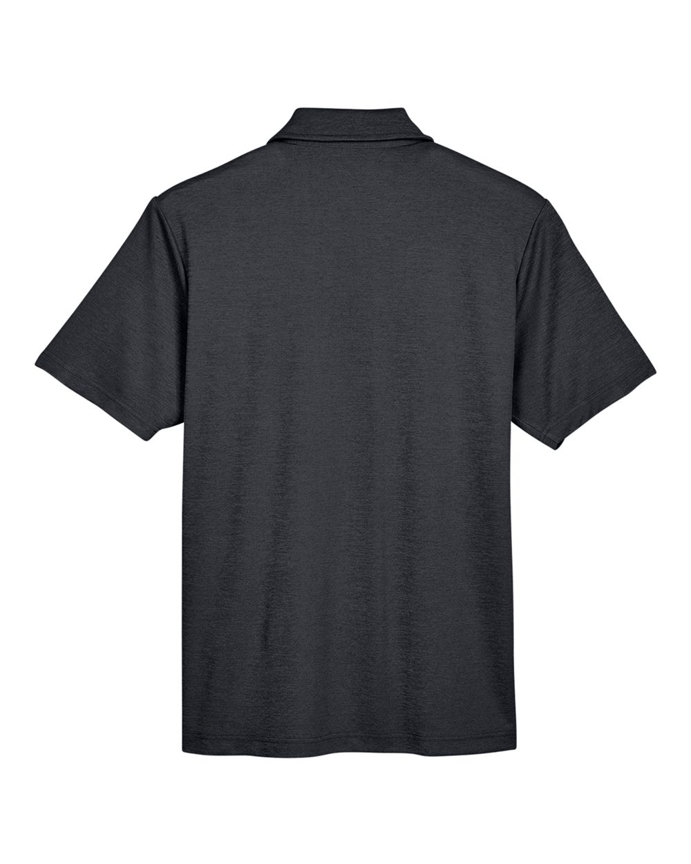 Rear View of Black Heather Men's CrownLux Performance® Address Mélange Polo - DG22