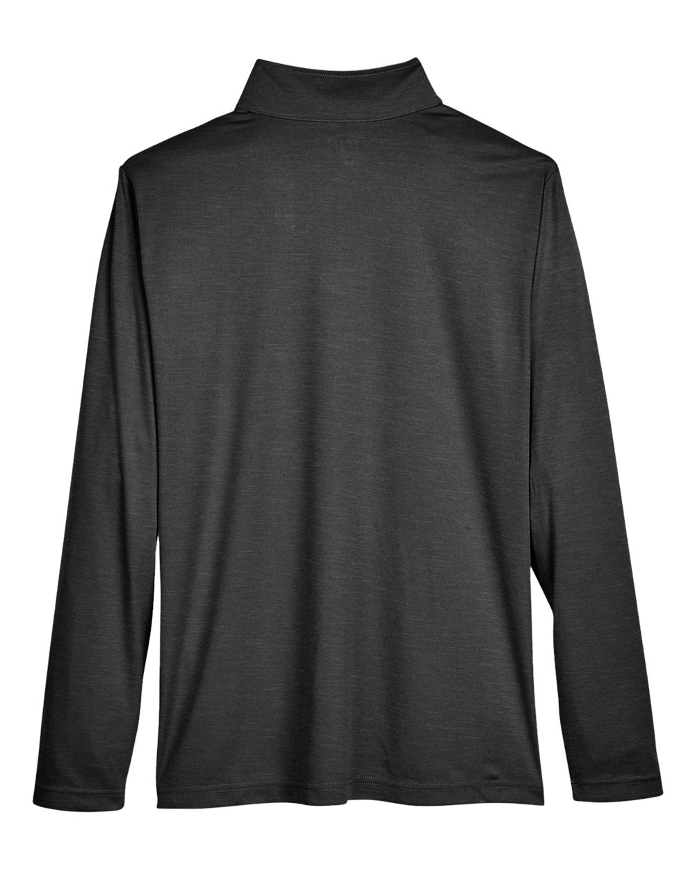 Rear View of Black Heather Men's Zone Sonic Heather Performance Quarter-Zip Pullover - TT31H