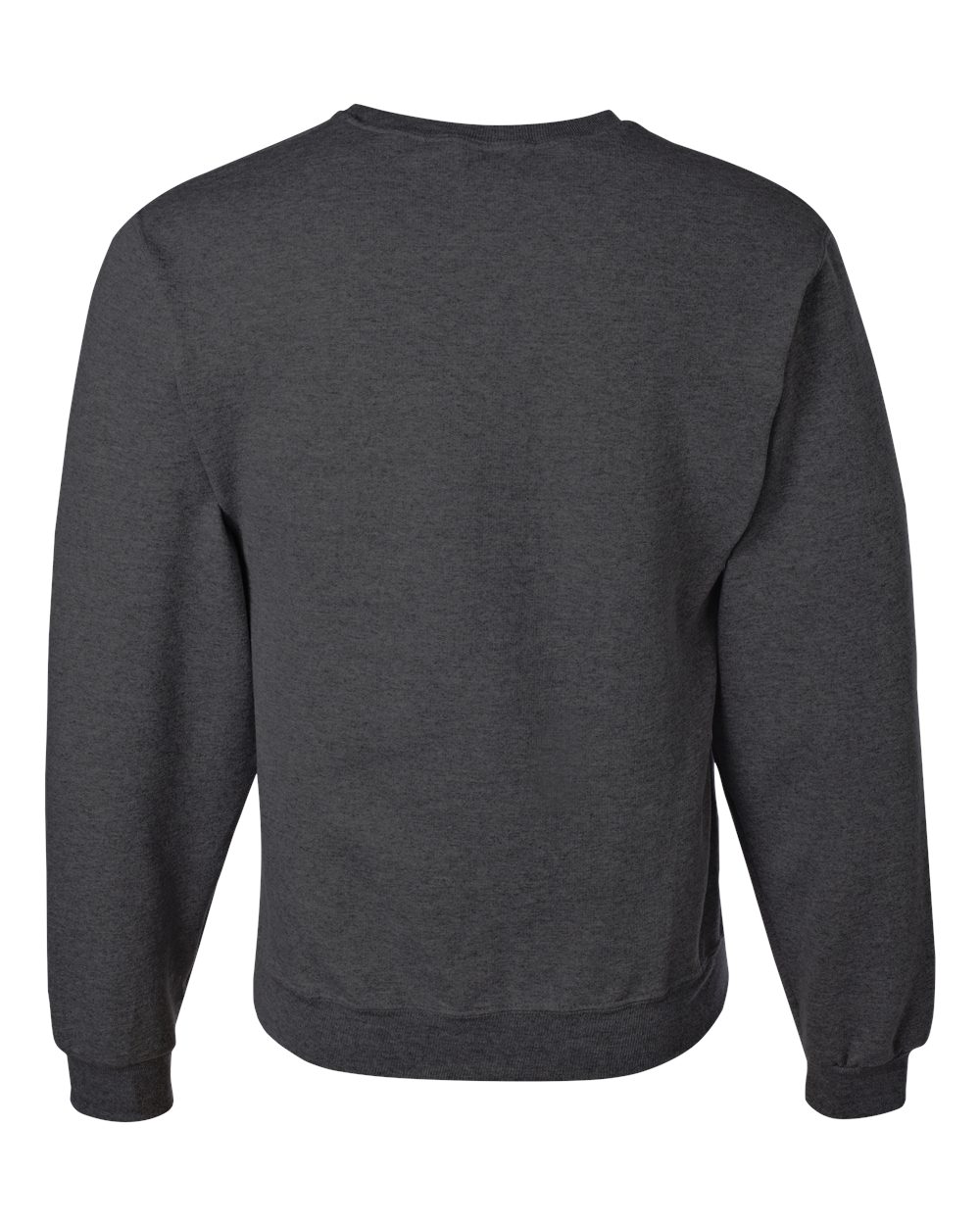 Rear View of Black Heather NuBlend® Crewneck Sweatshirt - 562MR