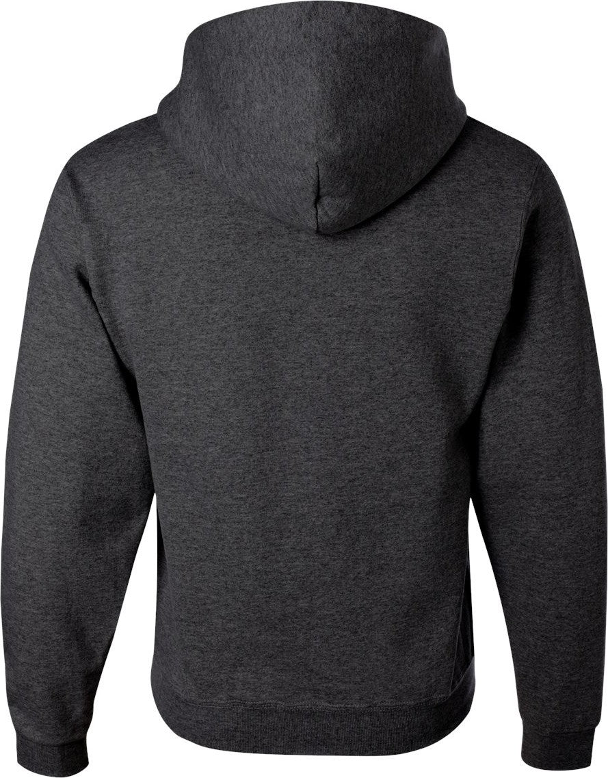 Rear View of Black Heather NuBlend® Hooded Sweatshirt - 996MR