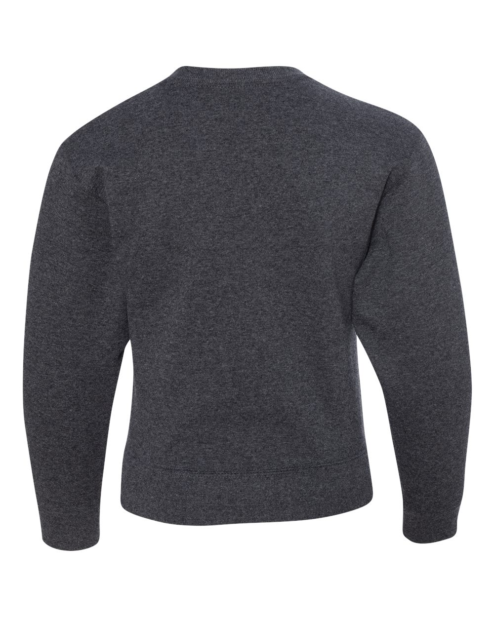 Rear View of Black Heather NuBlend® Youth Crewneck Sweatshirt - 562BR