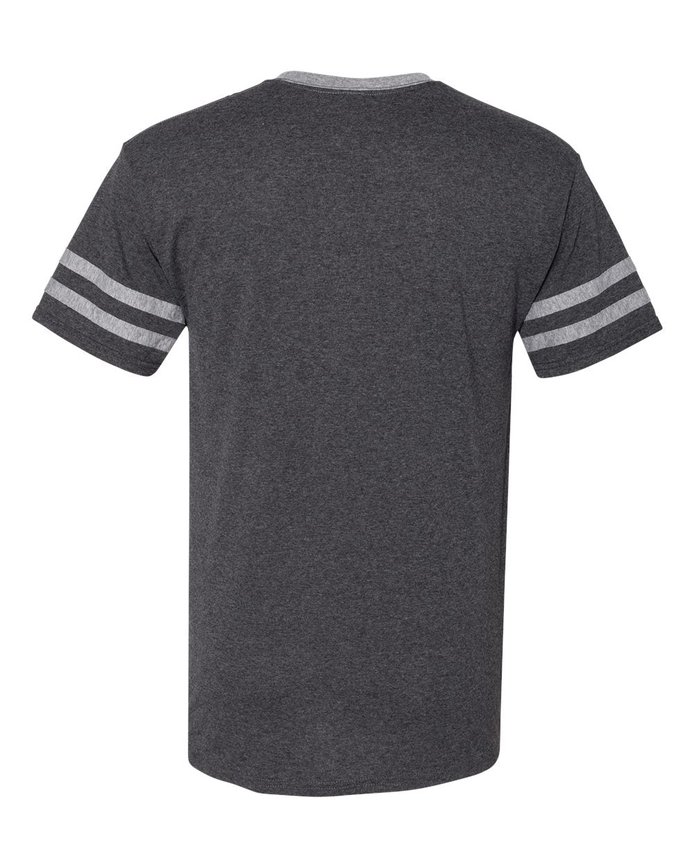 Front View of Black Heather/ Oxford Triblend Varsity Ringer T-Shirt - 602MR