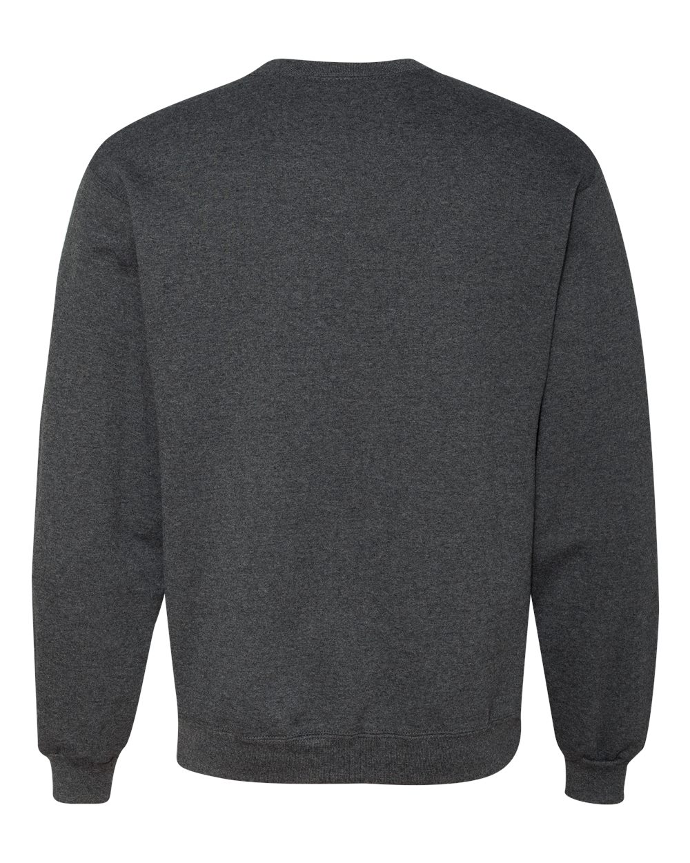 Rear View of Black Heather Super Sweats NuBlend® Crewneck Sweatshirt - 4662MR