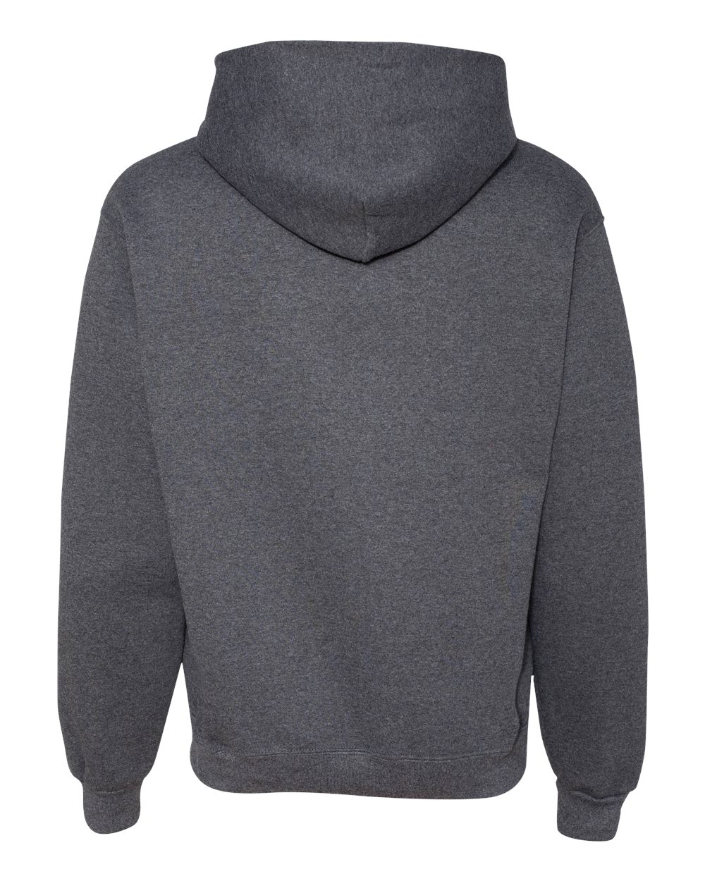 Rear View of Black Heather Super Sweats NuBlend® Hooded Sweatshirt - 4997MR