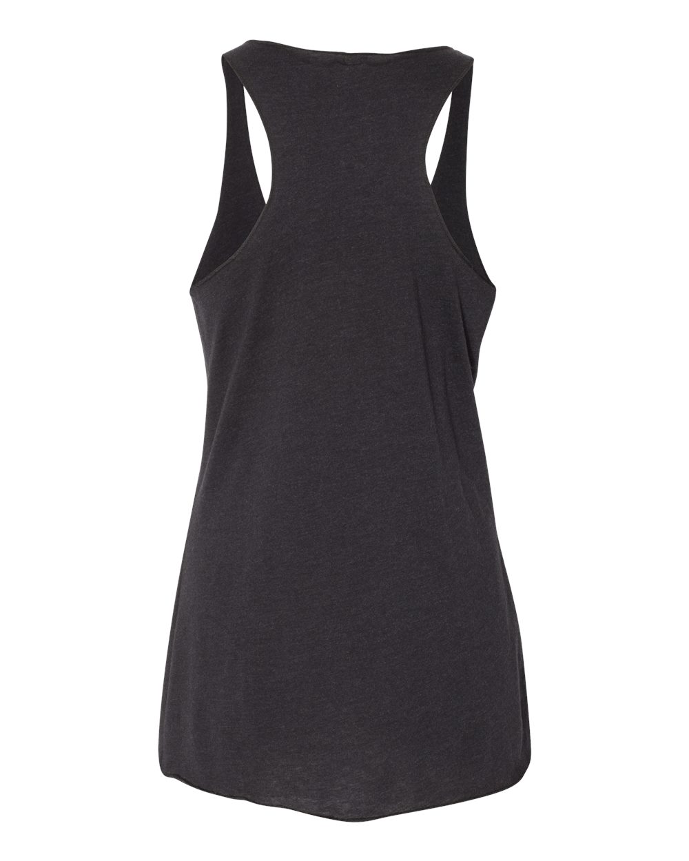 Rear View of Black Heather Triblend Women's Triblend Racerback Tank - 8430
