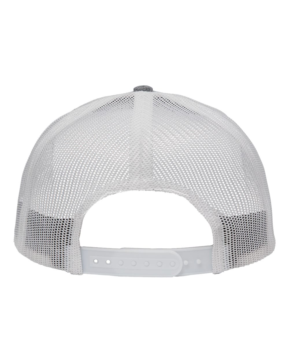 Rear View of Black Heather/ White Modern Six-Panel Trucker Fit Cap - SP1650