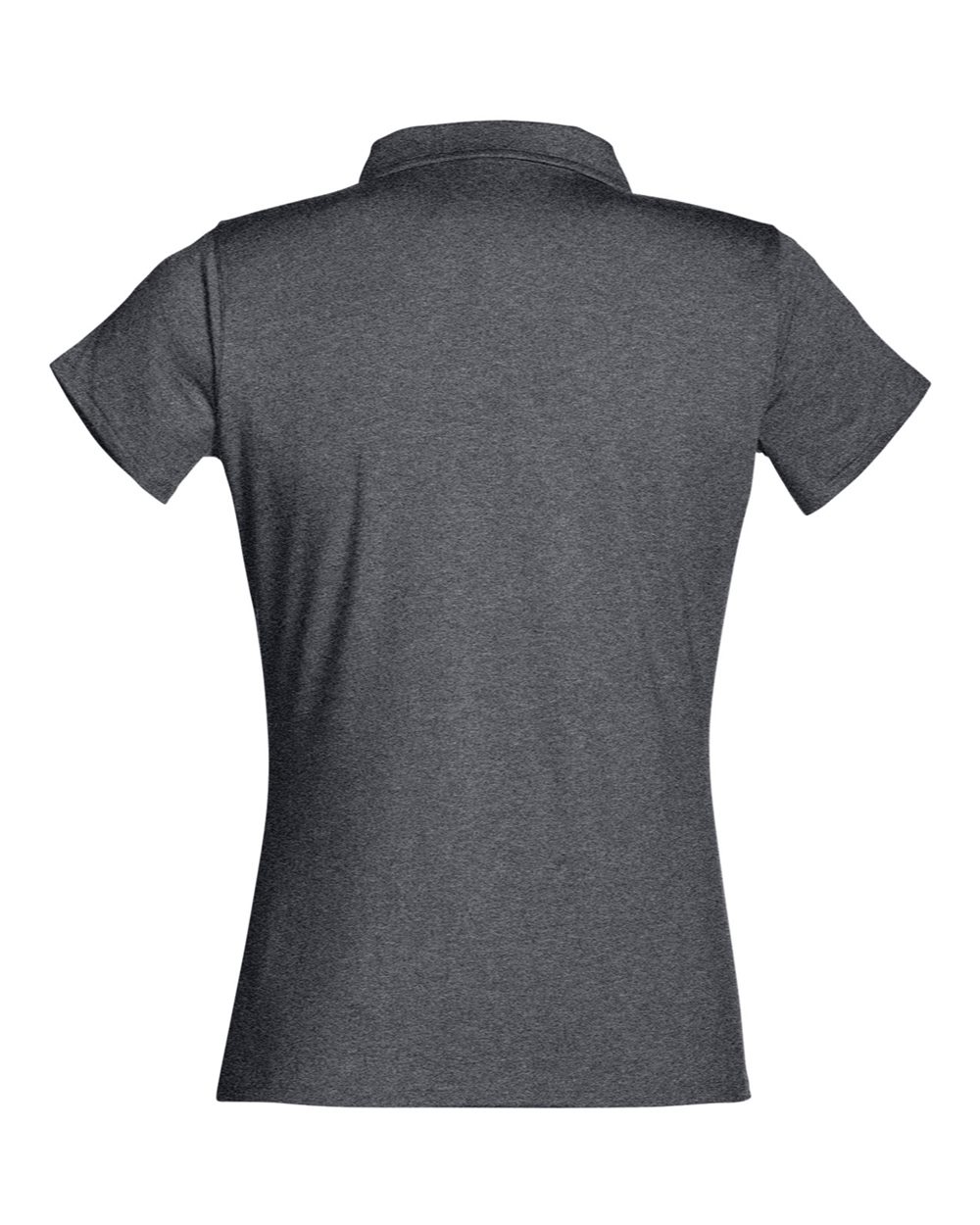 Rear View of Black Heather Women's Air Lightweight Polo - TW938