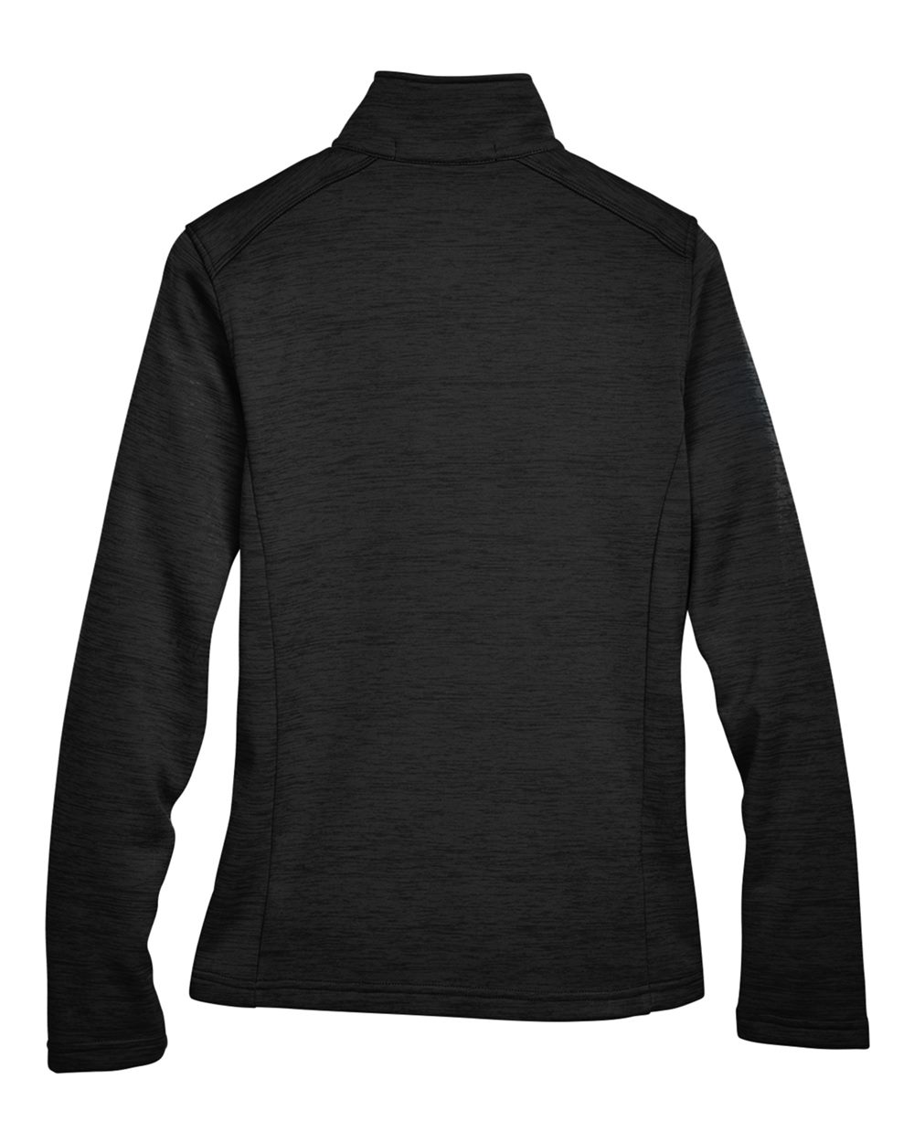 Rear View of Black Heather Women's Newbury Mélange Fleece Quarter-Zip Pullover - DG798W