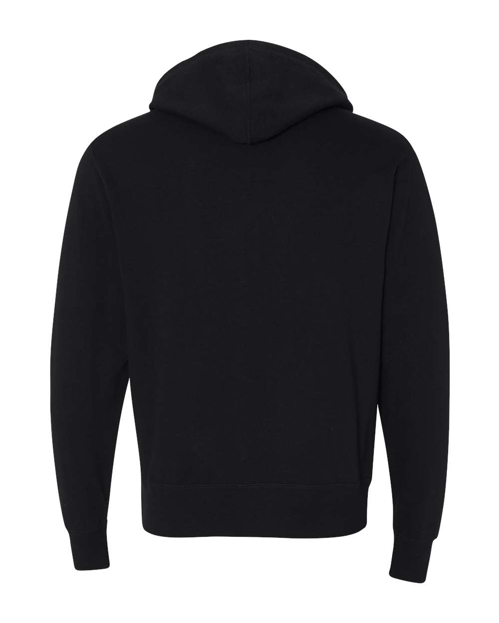 Rear View of Black Heathered French Terry Full-Zip Hooded Sweatshirt - PRM90HTZ