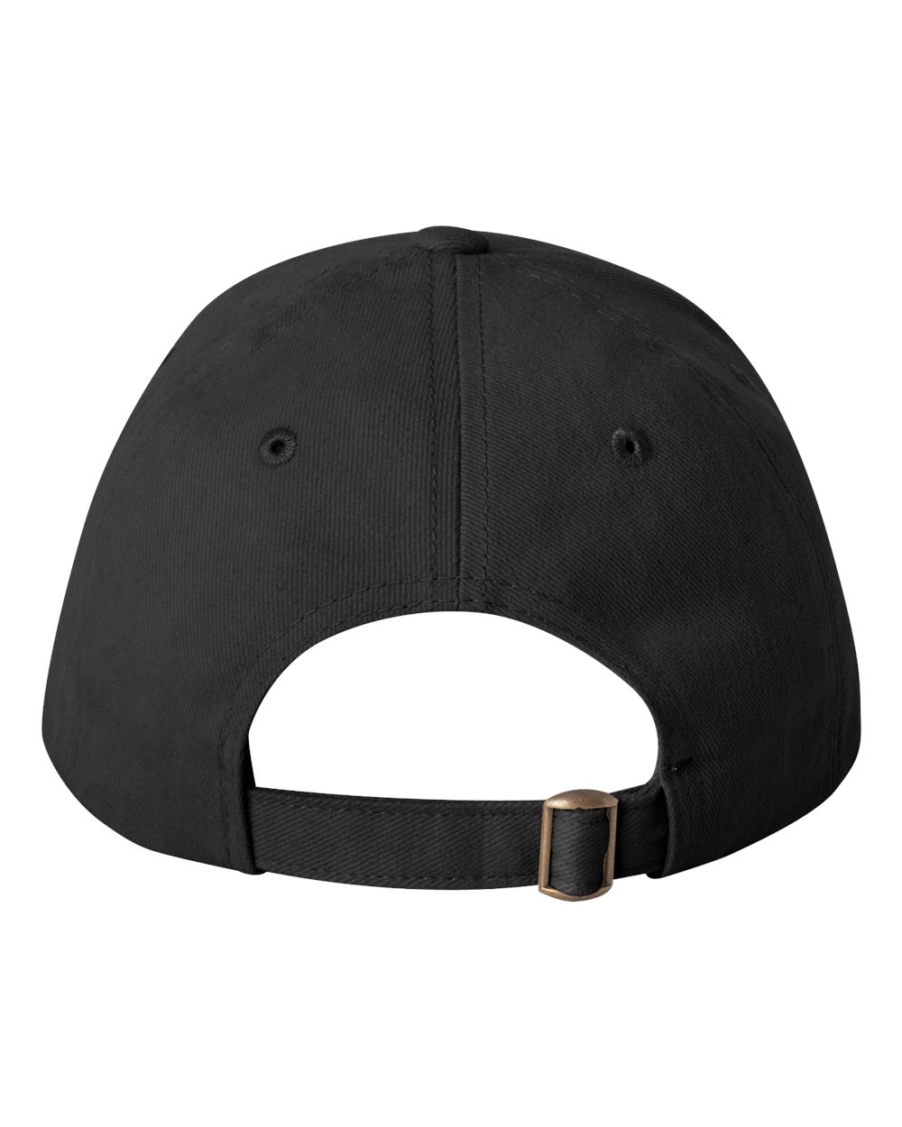 Rear View of Black Heavy Brushed Twill Structured Cap - 9910