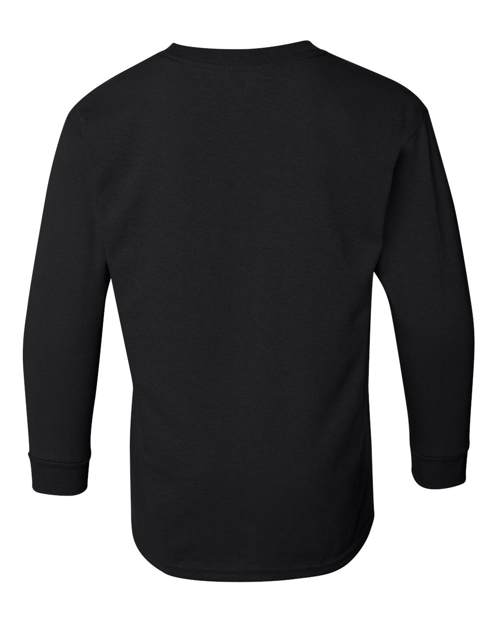 Rear View of Black Heavy Cotton™ Youth Long Sleeve T-Shirt - 5400B