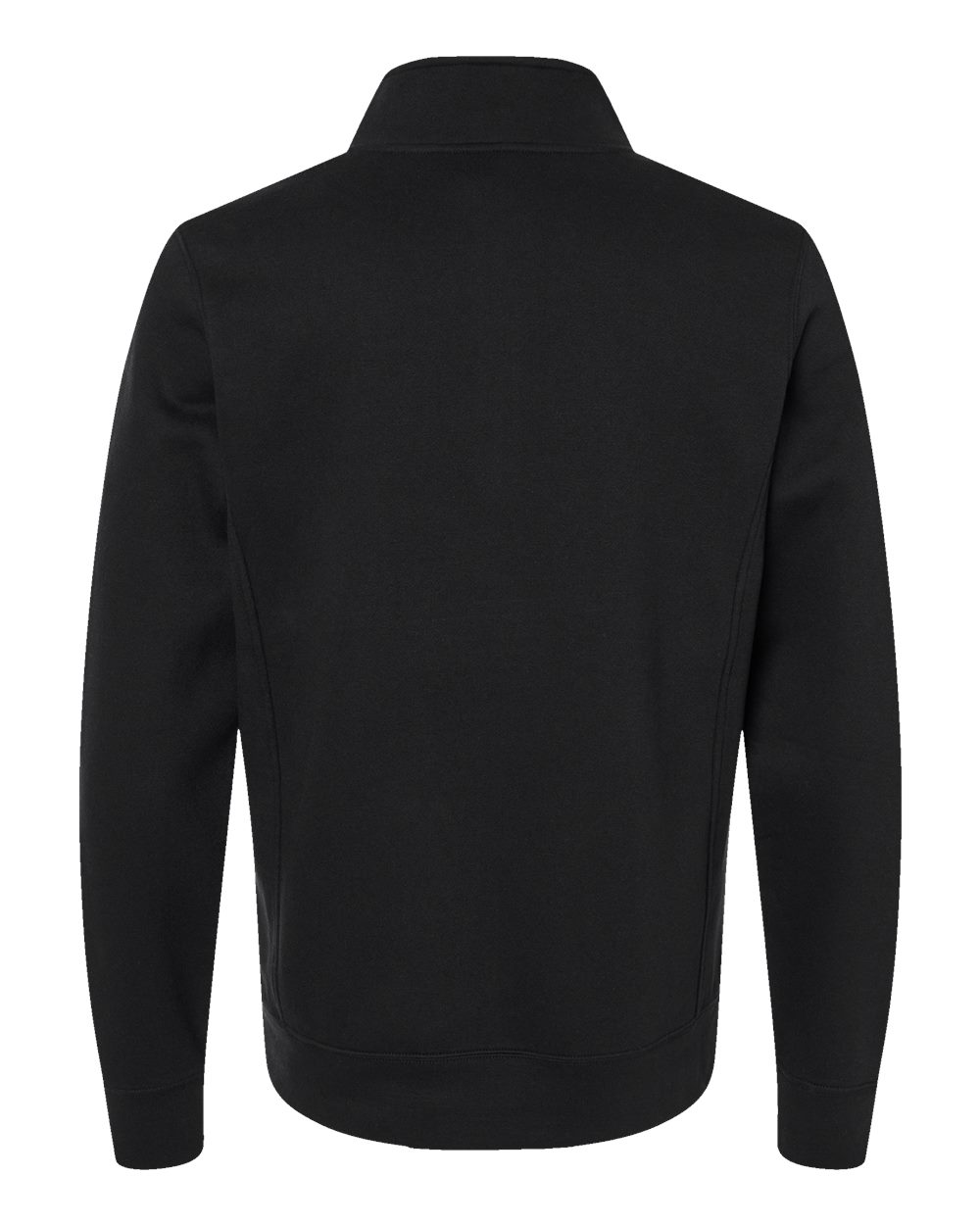 Rear View of Black Heavyweight Fleece Quarter-Zip Sweatshirt - 8717