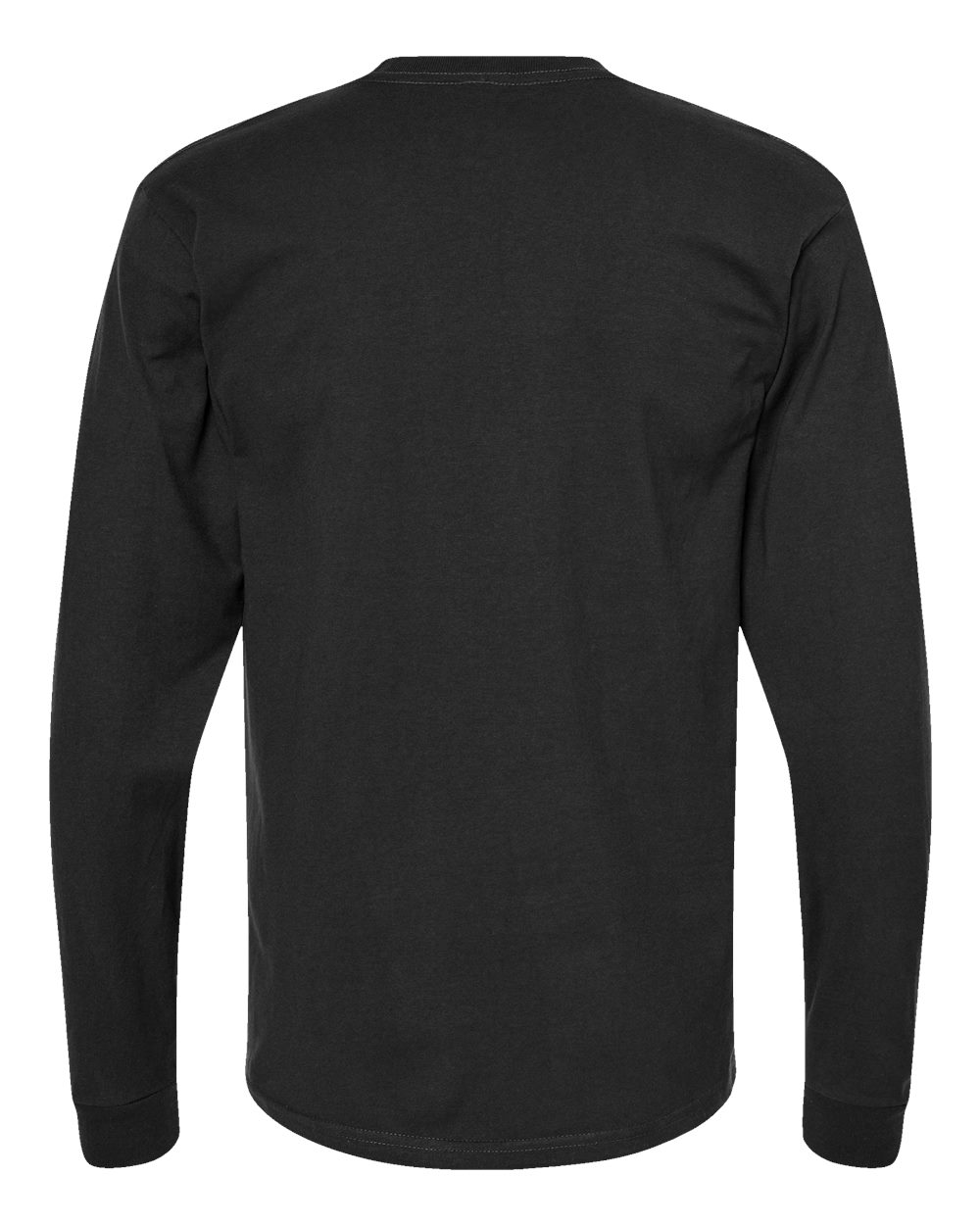 Rear View of Black Heavyweight Jersey Long Sleeve T-Shirt - 291