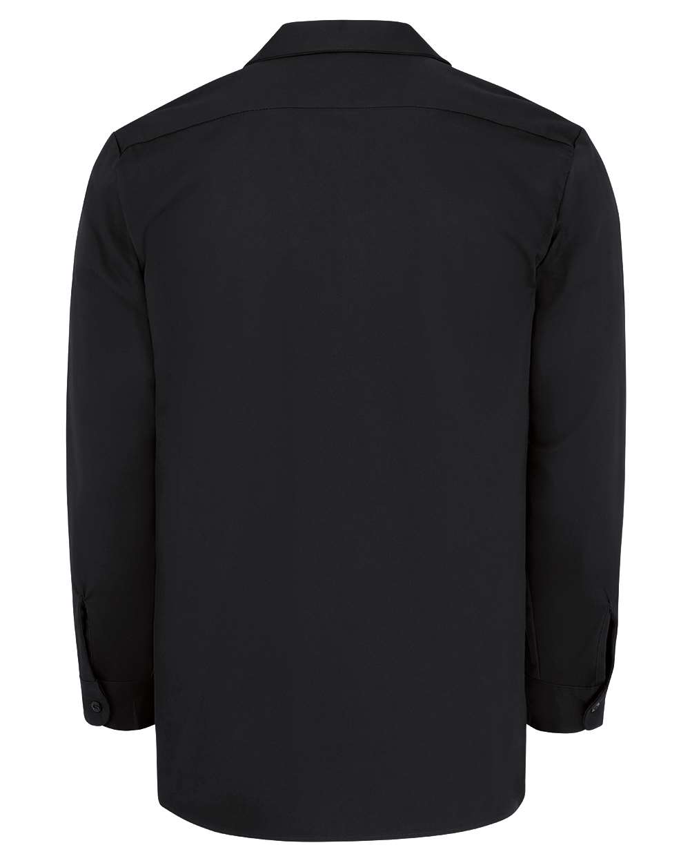 Rear View of Black Industrial Cotton Long Sleeve Work Shirt - L307