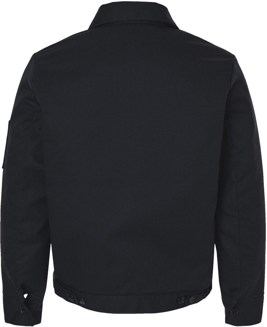 Rear View of Black Insulated Industrial Eisenhower Jacket - TJ55