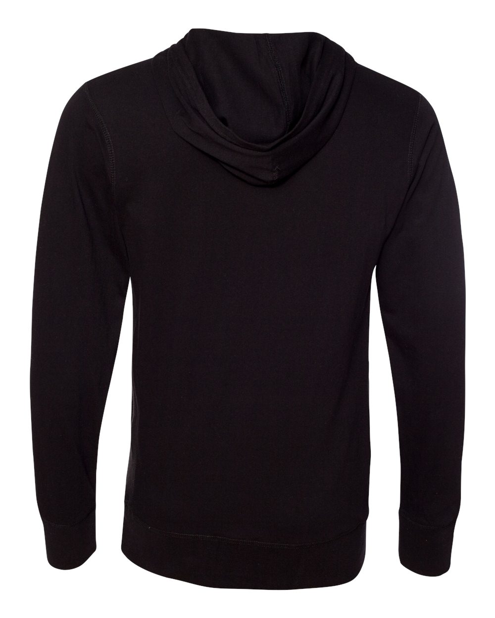 Rear View of Black Jersey Sport Lace Hooded Pullover - 8231