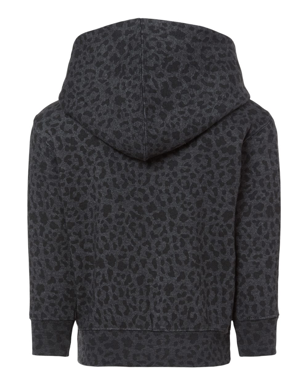 Rear View of Black Leopard Toddler Pullover Fleece Hoodie - 3326