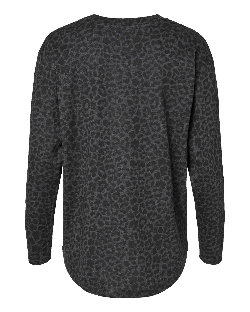 Rear View of Black Leopard Women's Fine Jersey Long Sleeve Tee - 3508