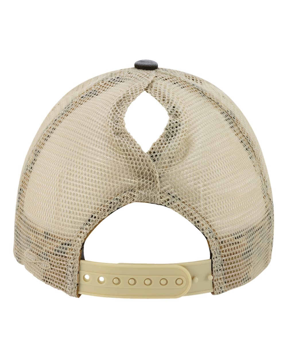 Rear View of Black/ Leopard Women's Washed Mesh-Back Cap - TESS