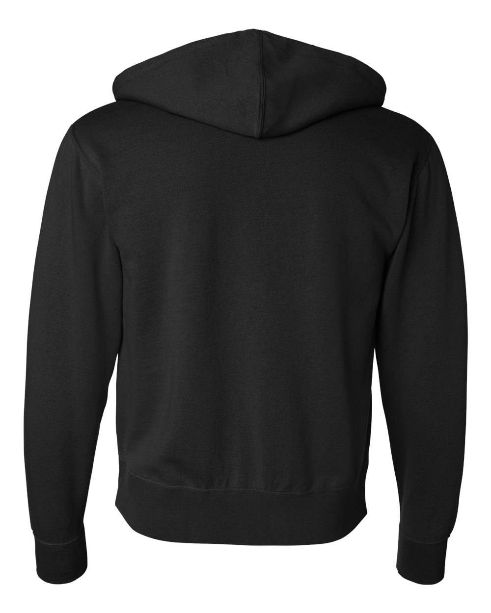 Rear View of Black Lightweight Full-Zip Hooded Sweatshirt - AFX90UNZ