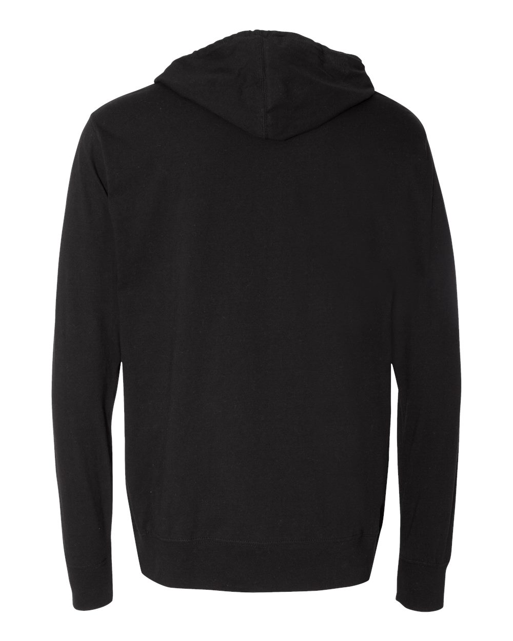 Rear View of Black Lightweight Hooded Pullover T-Shirt - SS150J