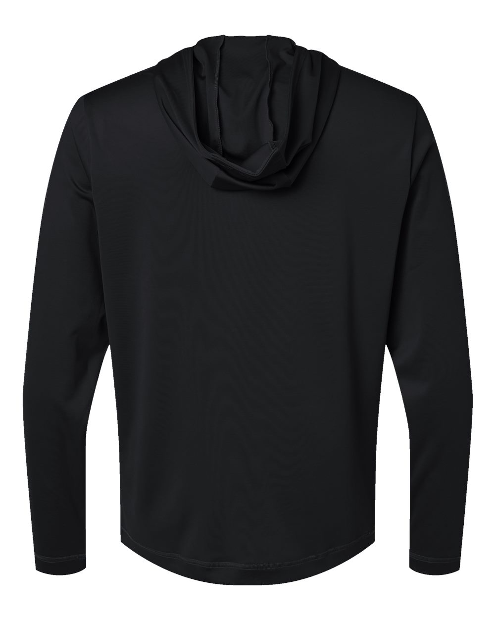 Rear View of Black Lightweight Performance Quarter-Zip Hooded Pullover - A596