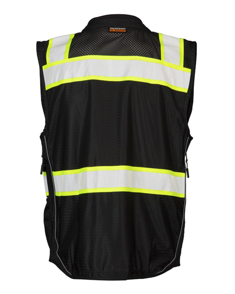 Rear View of Black/ Lime EV Series® Enhanced Visibility Professional Utility Vest - B500