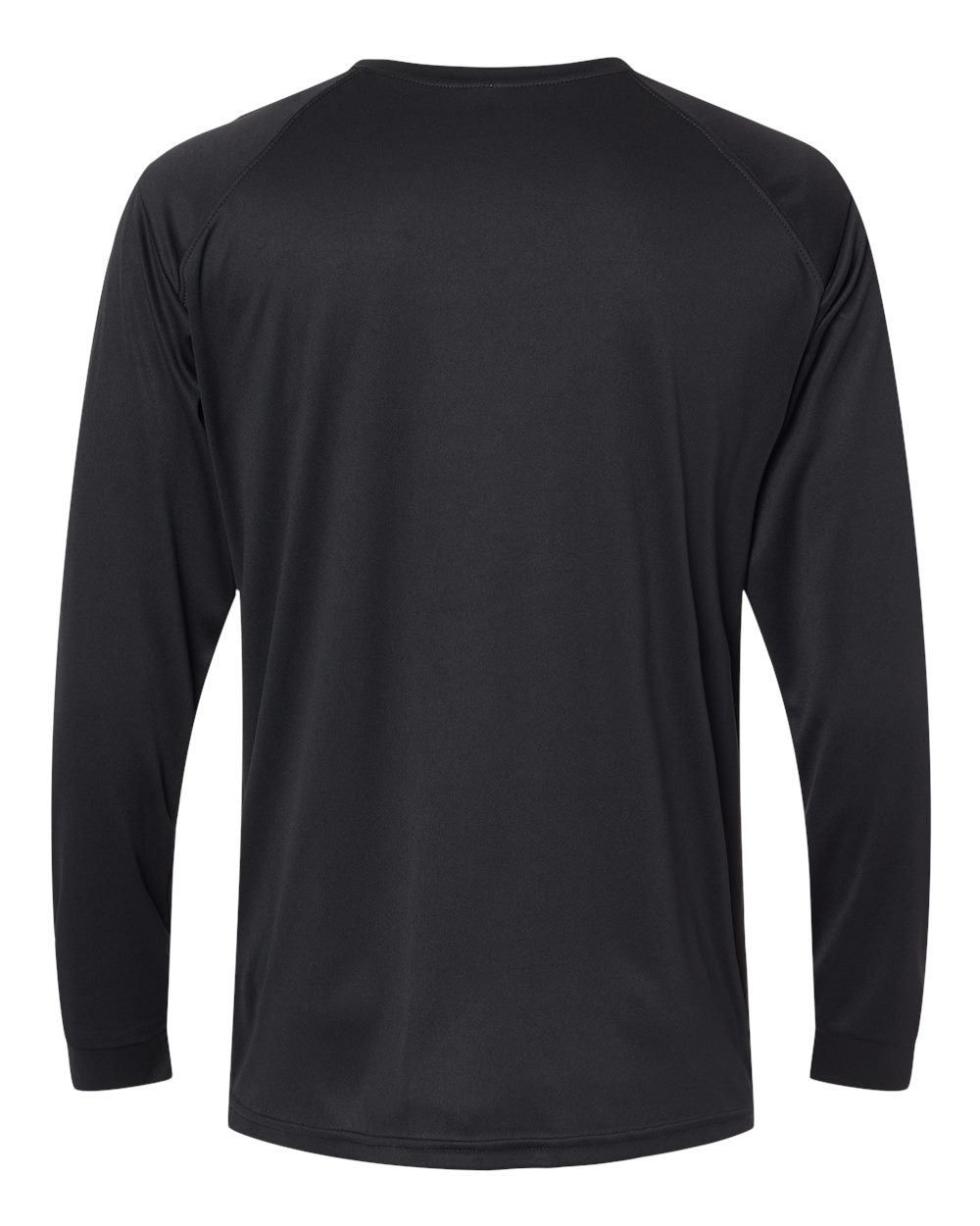 Rear View of Black Long Islander Performance Long Sleeve T-Shirt - 210