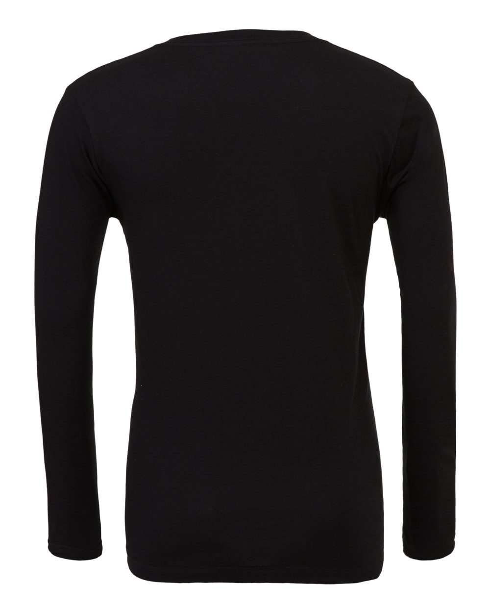 Rear View of Black Long Sleeve V-Neck Tee - 3425