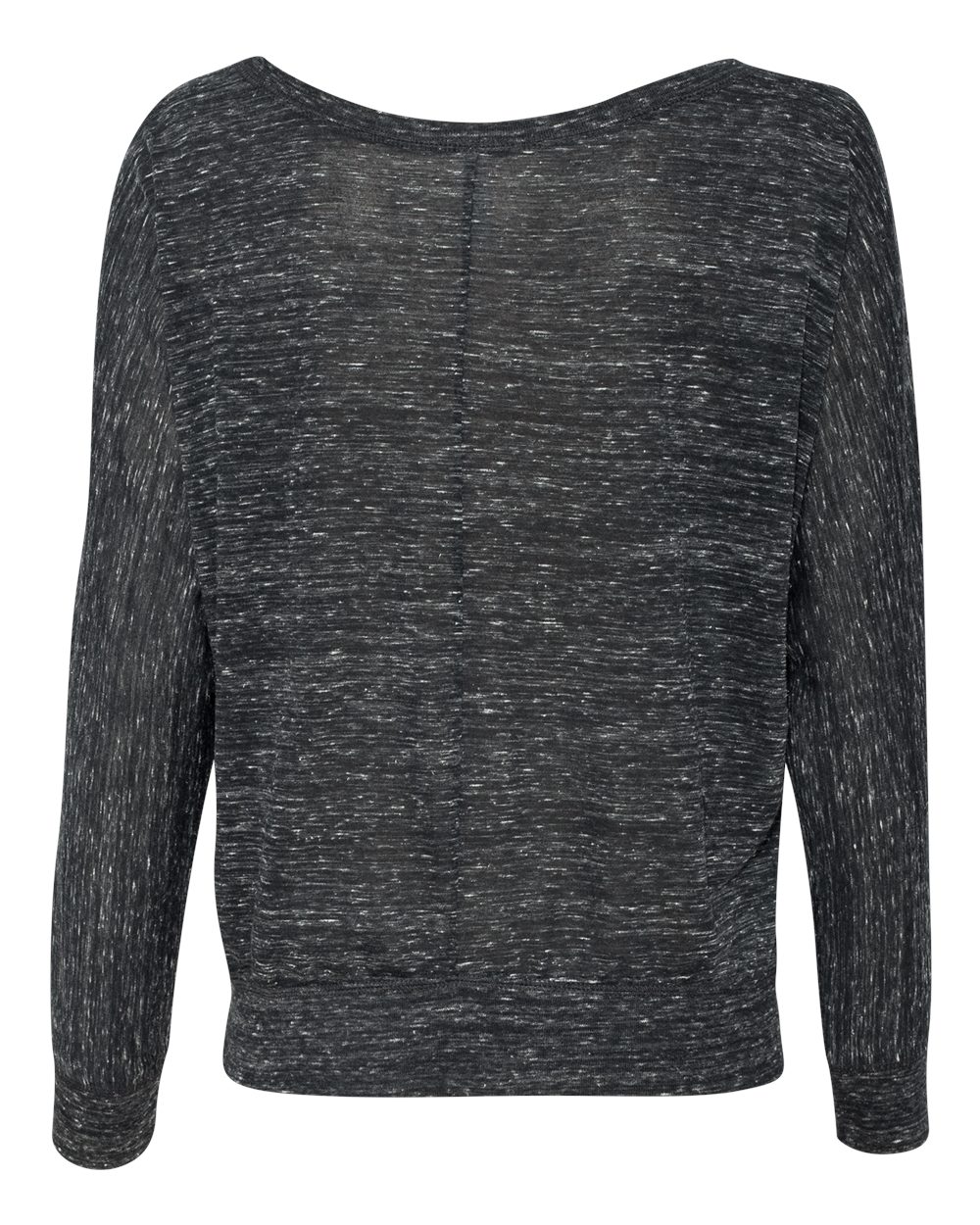 Rear View of Black Marble Women’s Flowy Off Shoulder Long Sleeve Tee - 8850