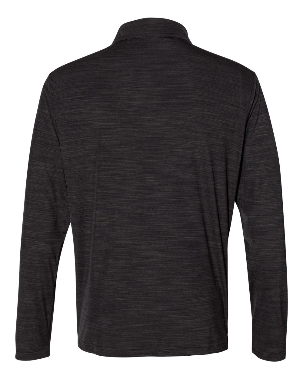 Rear View of Black Melange Lightweight Mélange Quarter-Zip Pullover - A475