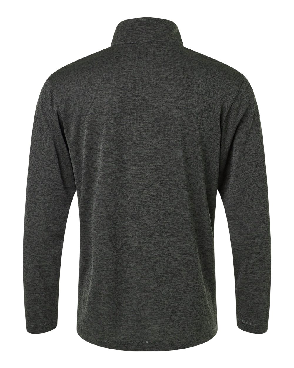 Rear View of Black Melange Performance Mélange Quarter-Zip Pullover - 4HM700