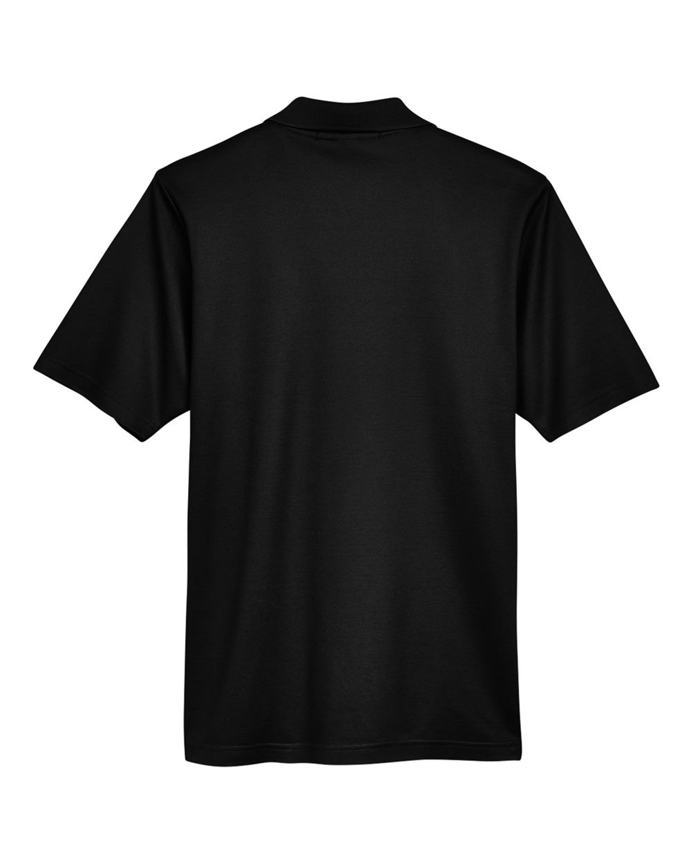 Rear View of Black Men's CrownLux Performance® Tall Plaited Polo - DG20T