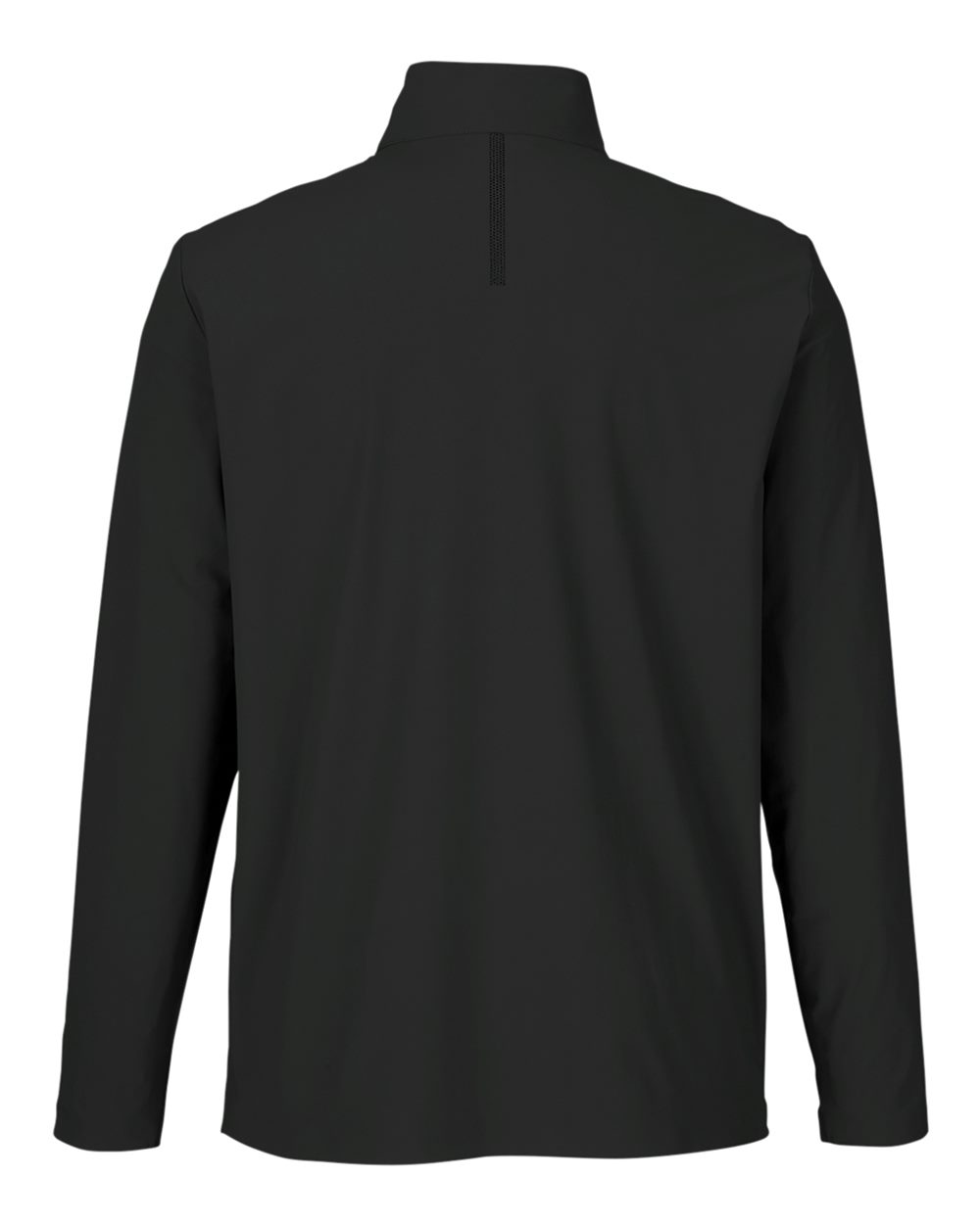Rear View of Black Men's CrownLux Performance® Windsor Welded Quarter-Zip Pullover - DG410