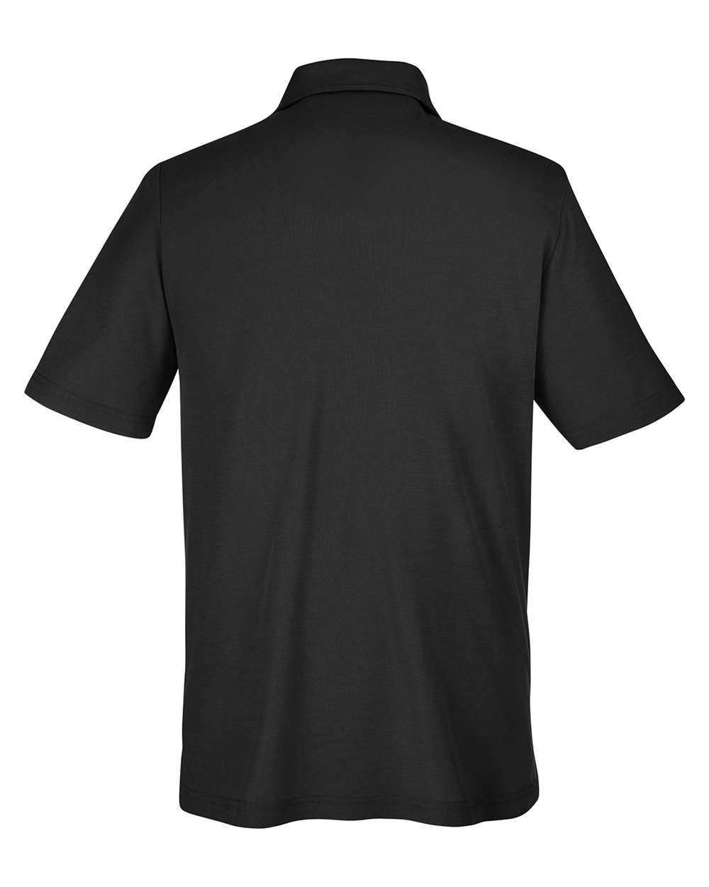 Rear View of Black Men's Fusion ChromaSoft™ Pique Polo - CE112