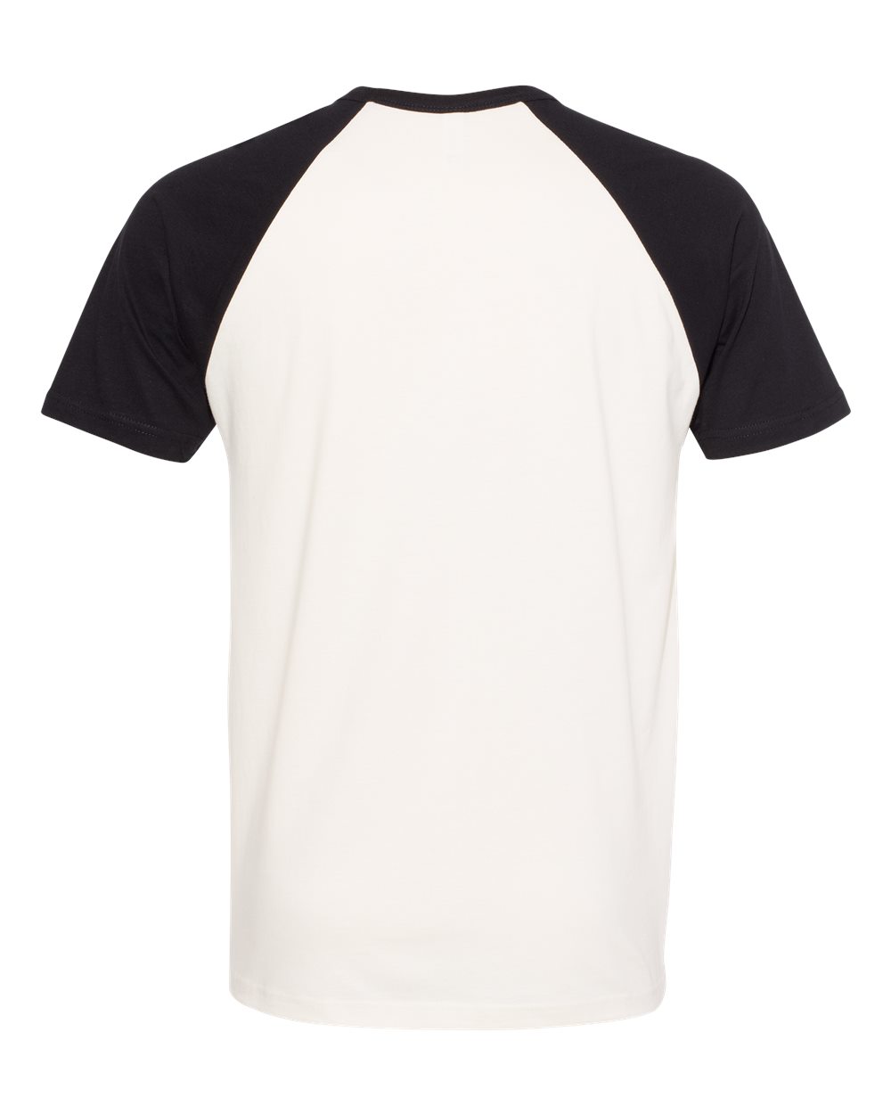 Rear View of Black/ Natural Cotton Raglan T-Shirt - 3650