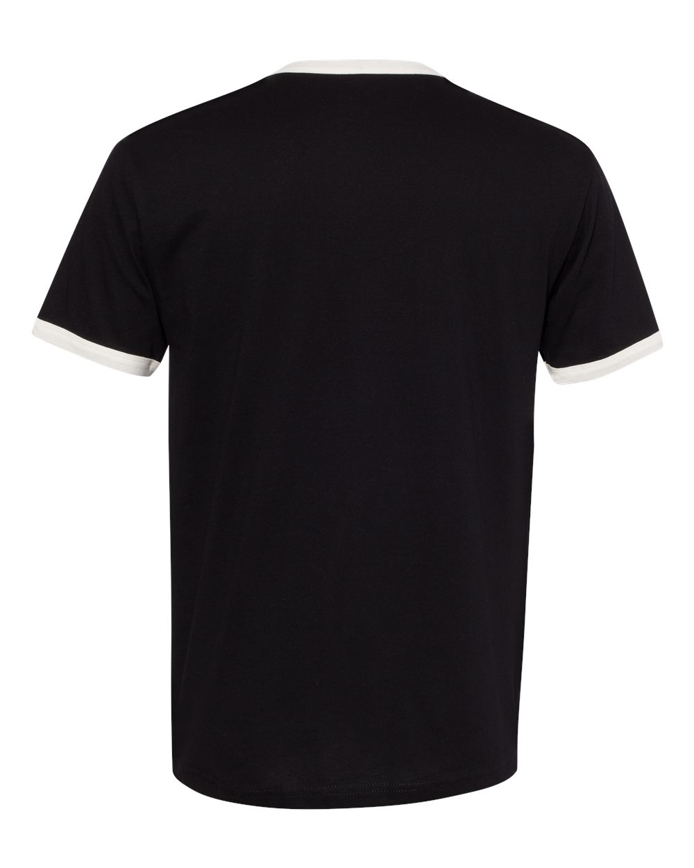 Rear View of Black/ Natural Cotton Ringer T-Shirt - 3604