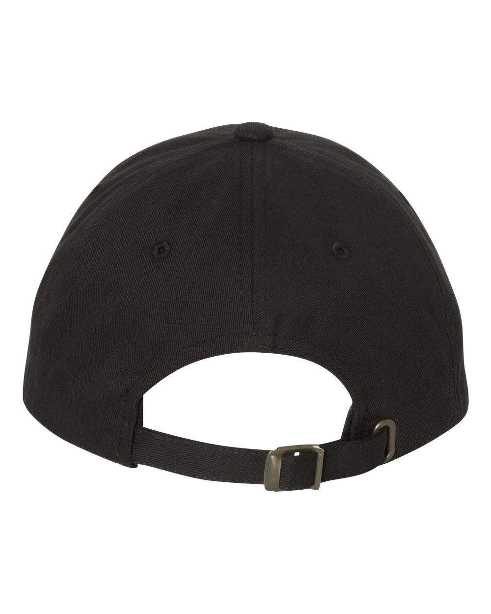Rear View of Black Peached Cotton Twill Dad Hat - 6245PT